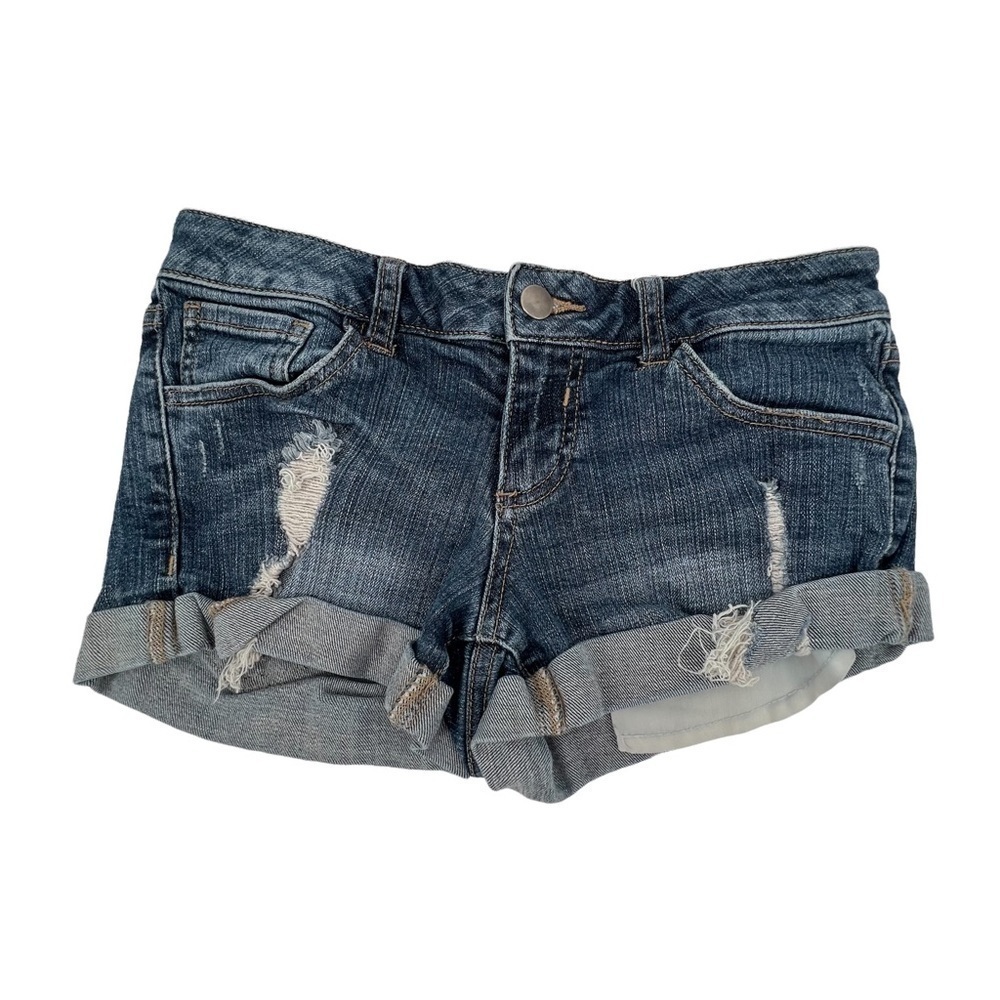 21 Denim Cuffed Hem Distressed Denim Jean Shorts Size 24 Women’s
